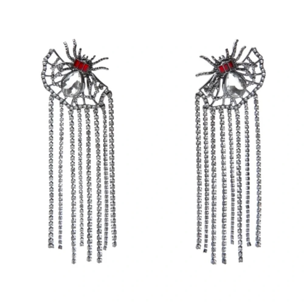 Gothic Spider Rhinestone Earrings